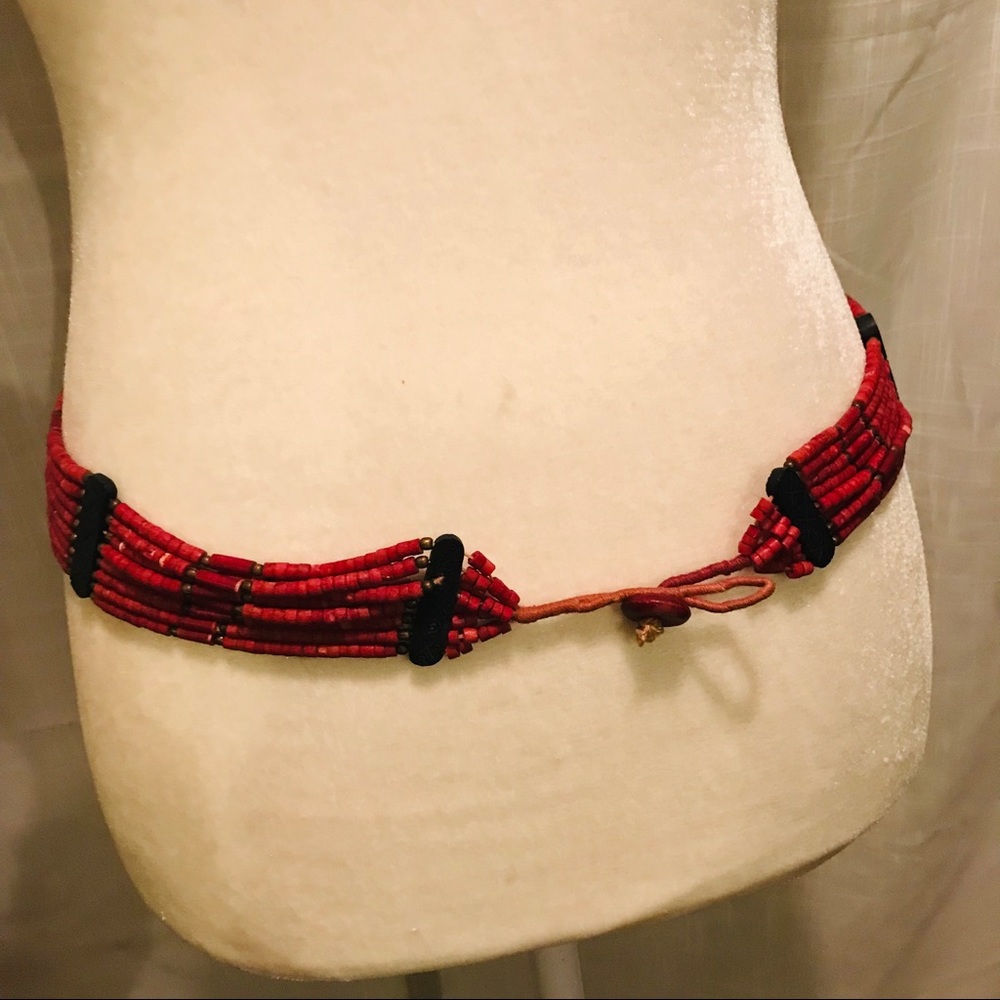 Vintage glass bead belt - Picture 2 of 3